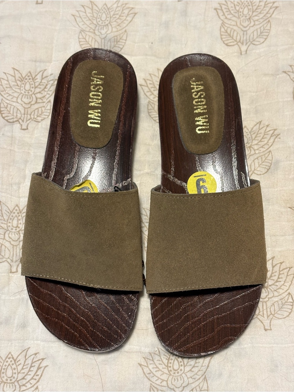 Jason Wu Olive Brown Suede Slide Mules